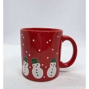 Vintage Waechtersbach Snowman Green Hats Red Christmas Winter Mug